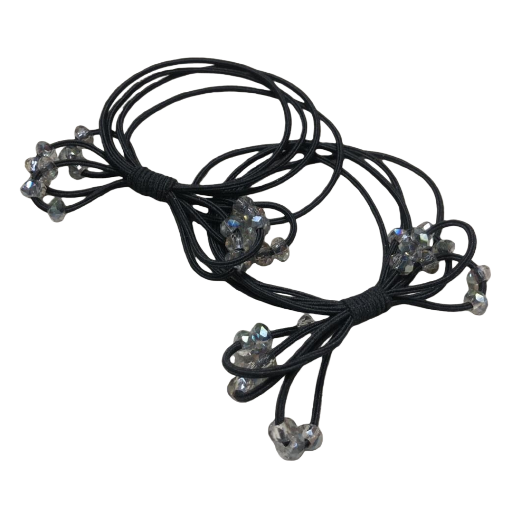 Black crystal decorated large intestine hair band, hair accessory and hair rope 093947236 Item Picture