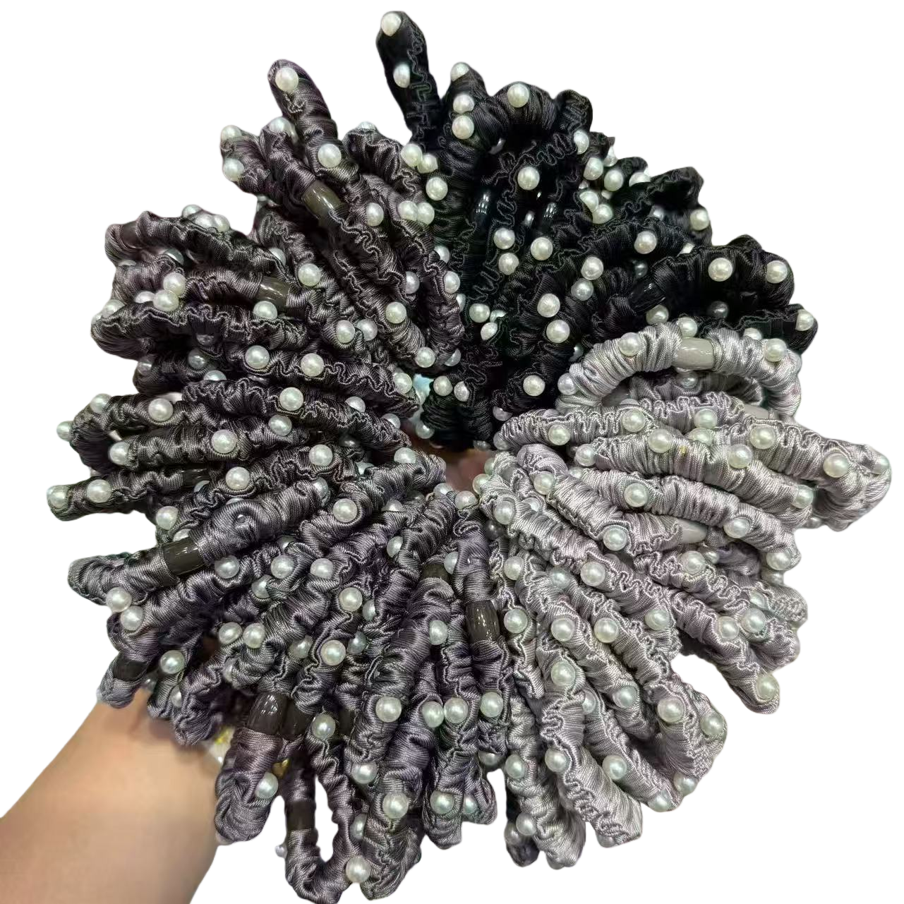 Pearl-decorated large intestine hair bands, hair accessories and hair strings Item Picture
