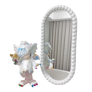 Perlas de buda creativas espejo oval espejo oval para colgar la pared del baño espejo cosmético para el baño espejo para colgar la pared del baño Item Picture