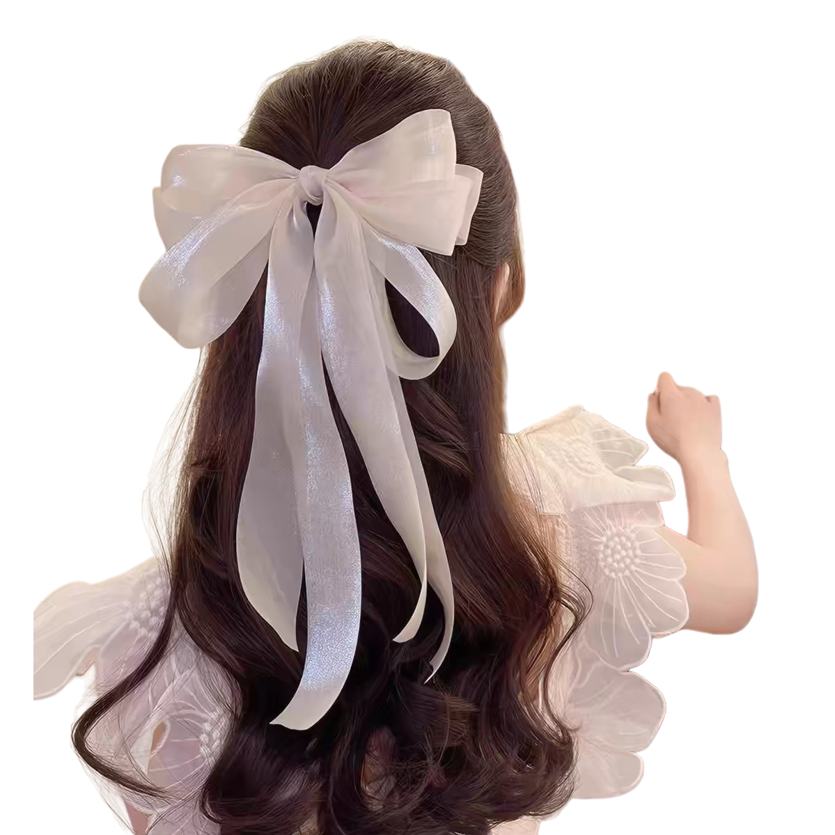 White bow banana clips, duckbill clips, cartoon hair accessories, suitable for long-haired women's DIY hair clips Item Picture