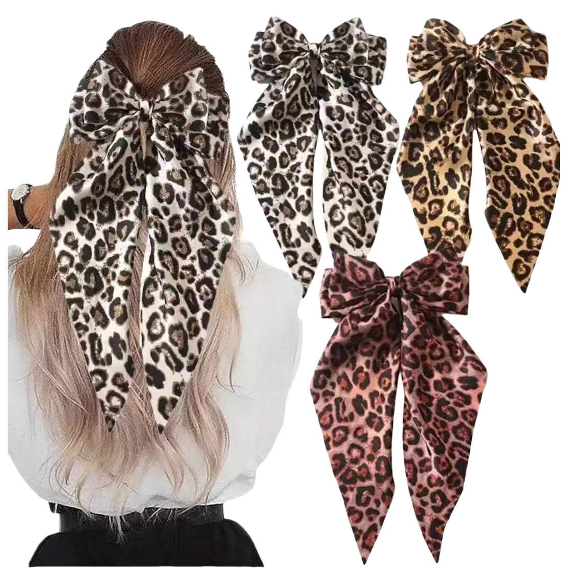 Leopard print sports sweat-absorbing hair band, yoga headscarf, hair tie band, sweat-wiping wrist band Item Picture