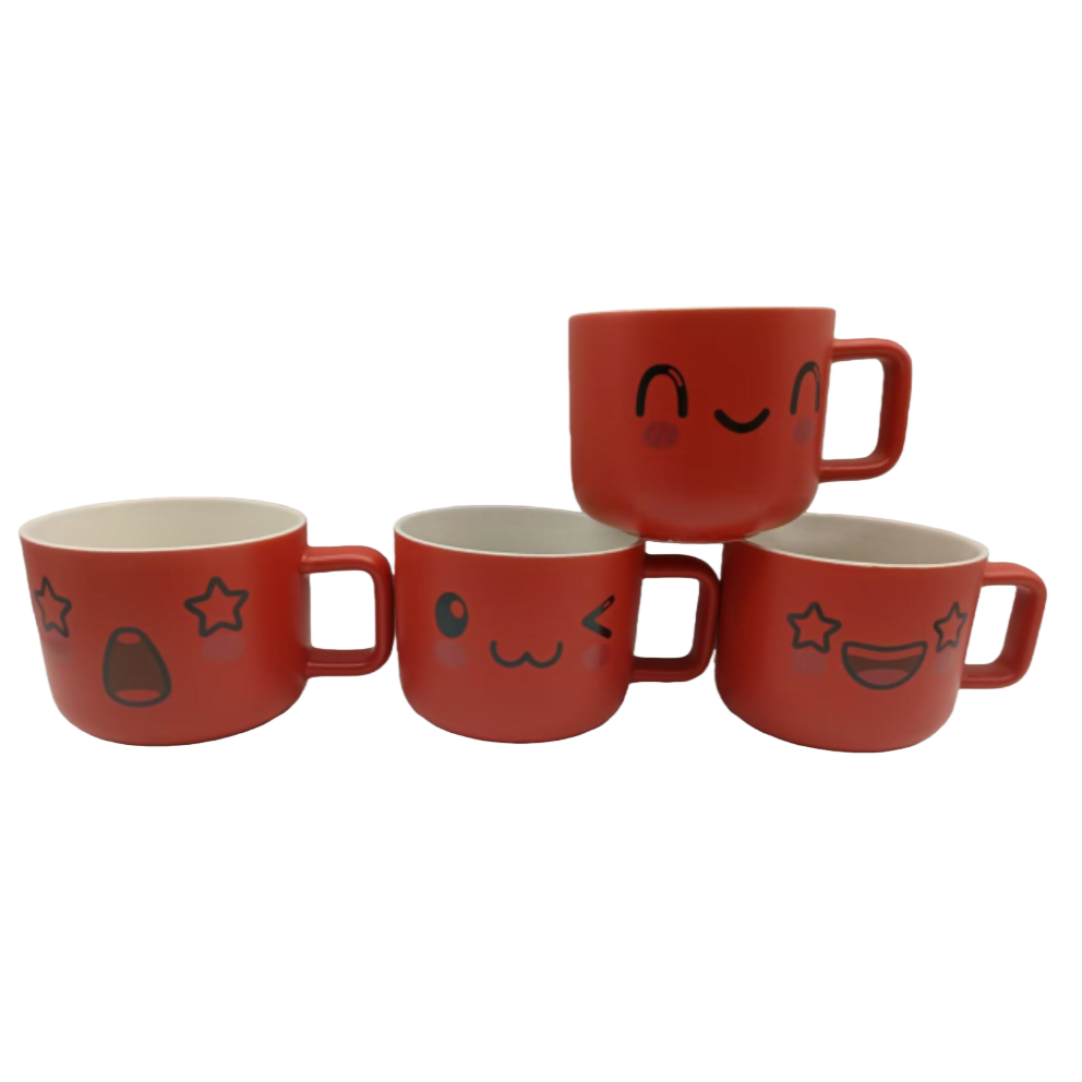 Red cartoon expression ceramic mugs, ceramic cup souvenirs, graduation gifts, creative and practical cups, ceramic mugs Item Picture