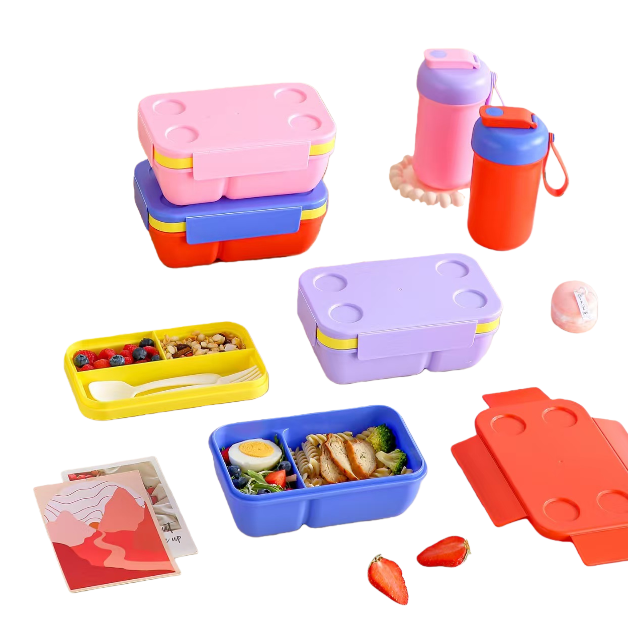 Student building block lunch boxes that can be heated in a microwave oven, office workers' salad compartments bento boxes, fruit boxes, lunch boxes with rice Item Picture
