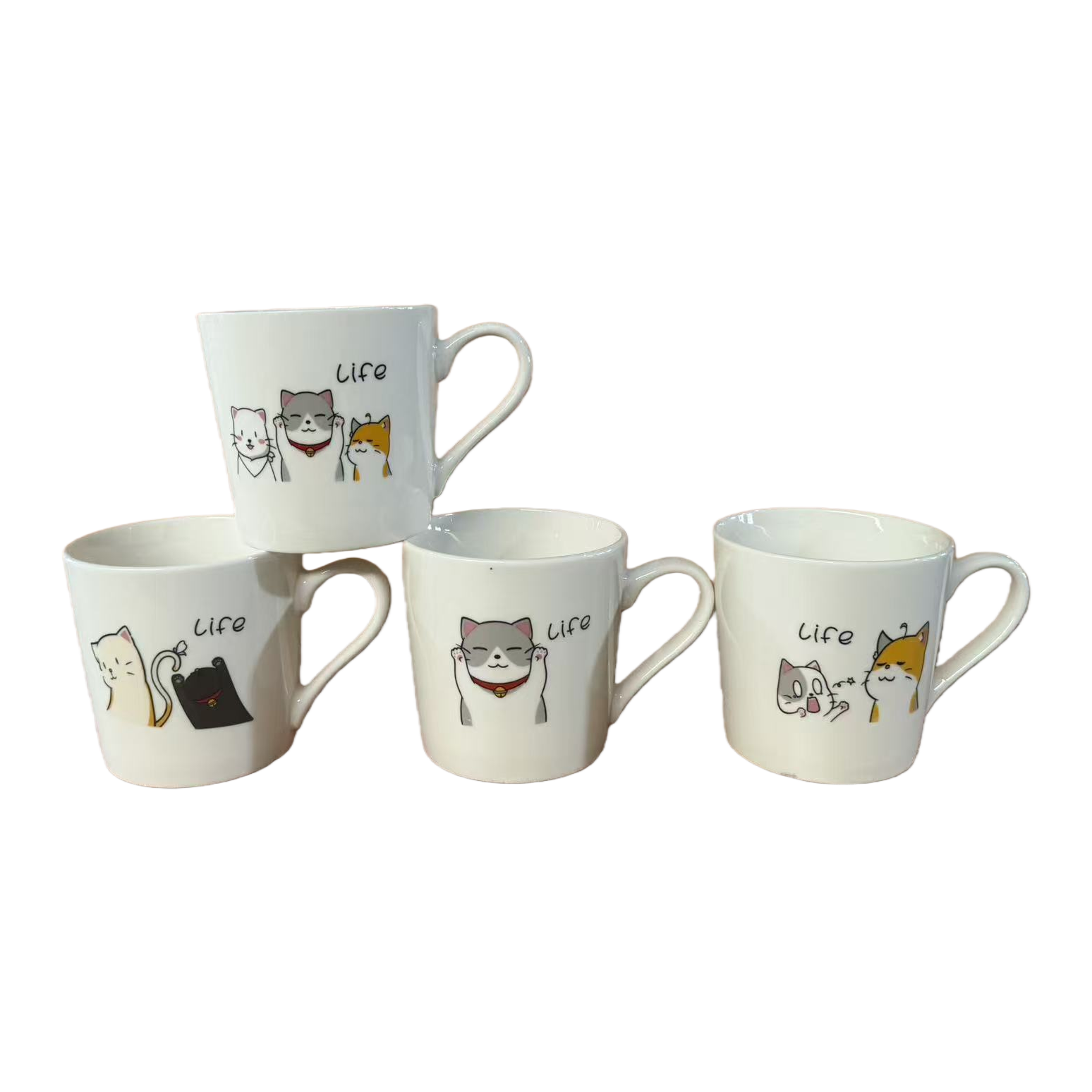 Cartoon mug with lid, spoon, catfish shape, home milk, coffee, juice, breakfast, drinking water, couple ceramic cups Item Picture