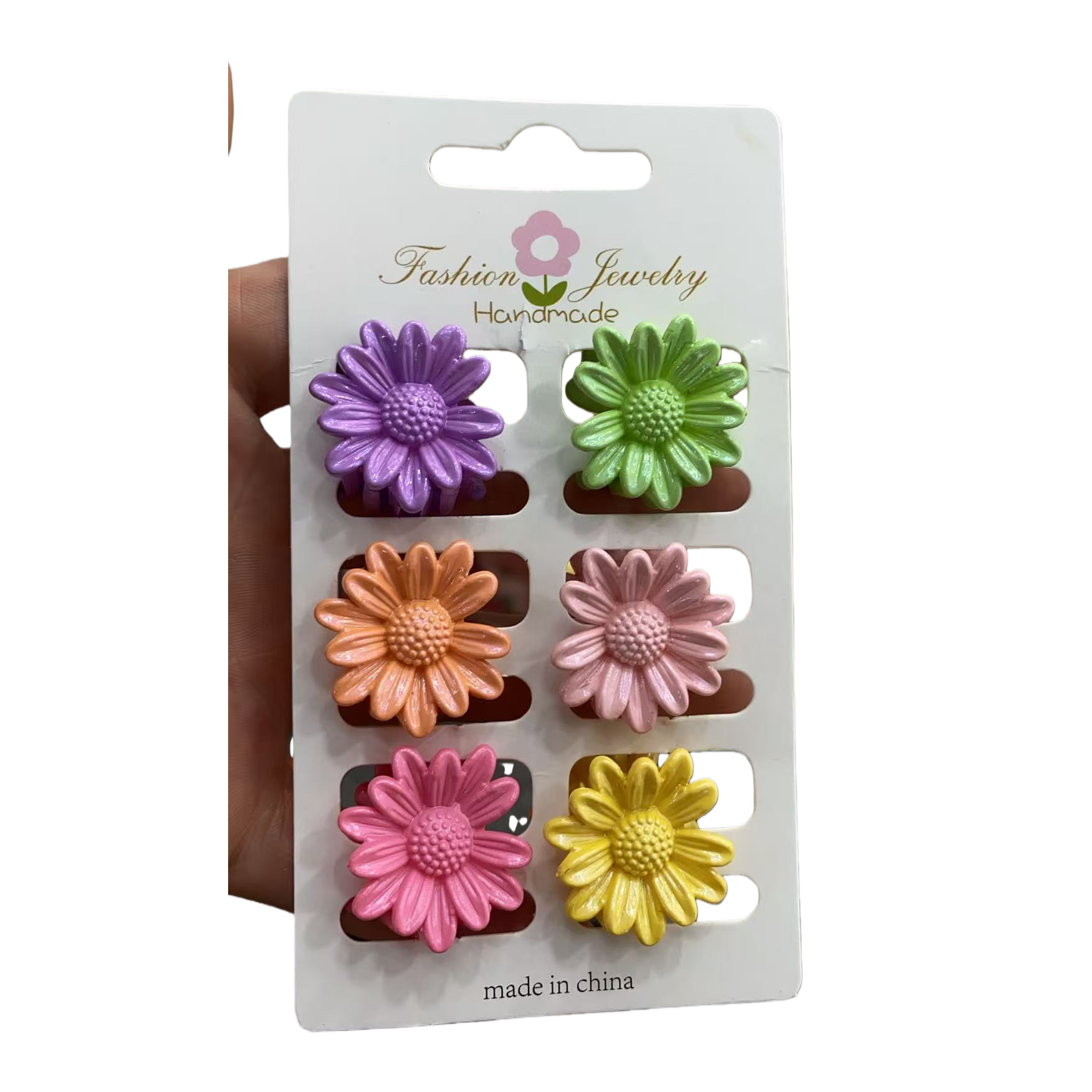 Flower-shaped hair clips, six-color Daisy grappling clips, banana clips, shark clips, fashionable handcrafted accessories Item Picture