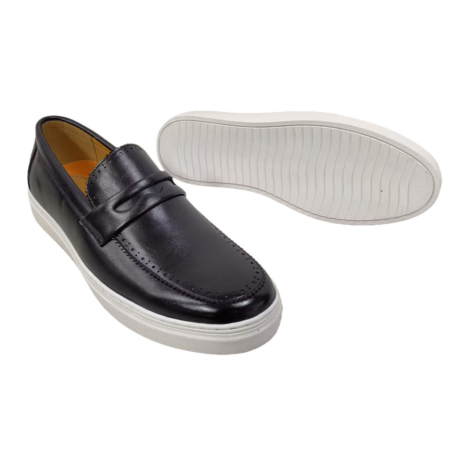 men shoes Black leather loafers men summer sports casual shoes Item Picture