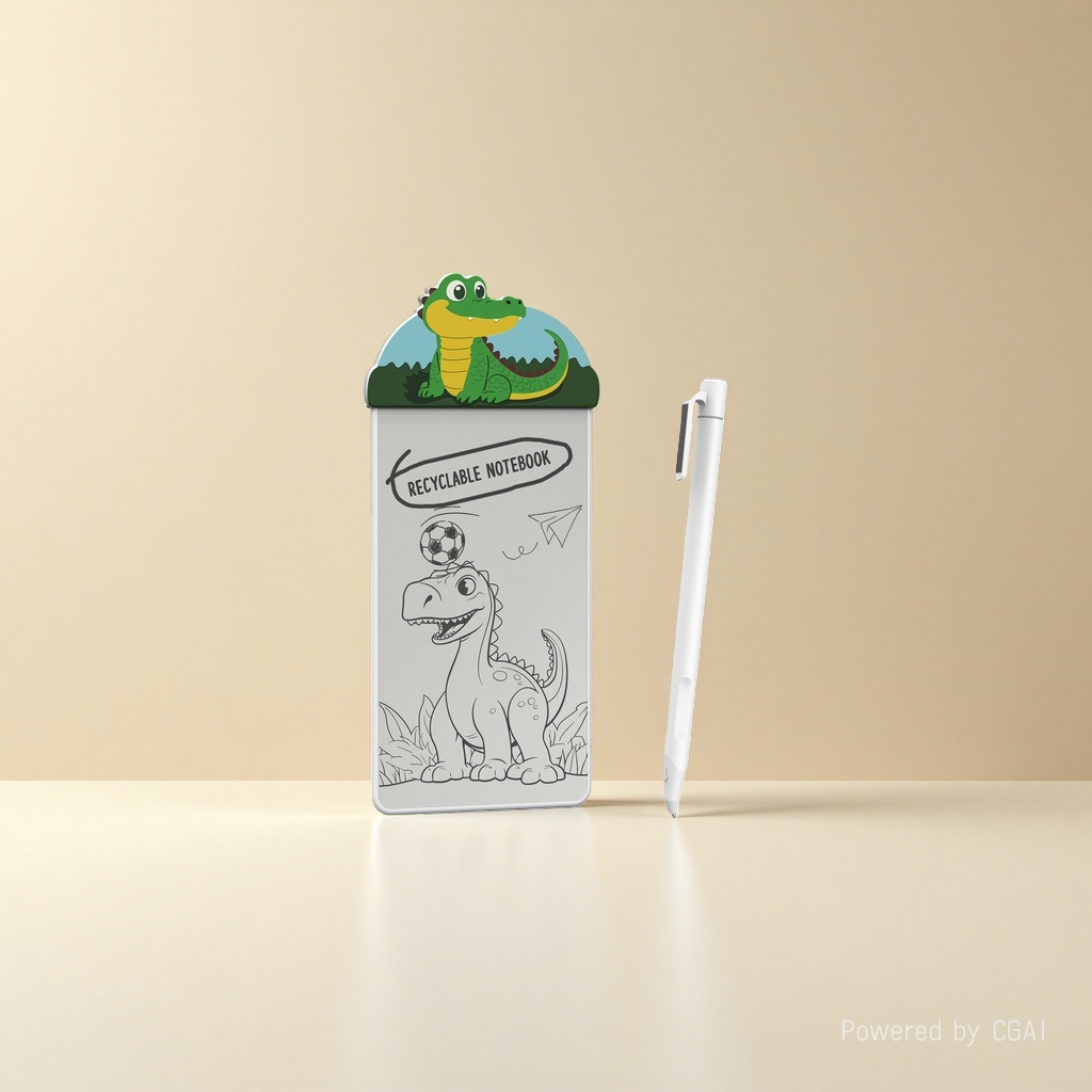 Cartoon crocodile-shaped sticky notes, other display items, cute office stationery details Picture