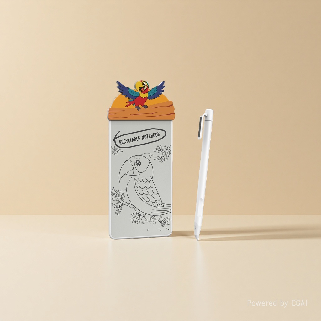 Cartoon color parrot-shaped sticky notes, other display items, cute office stationery Specification image
