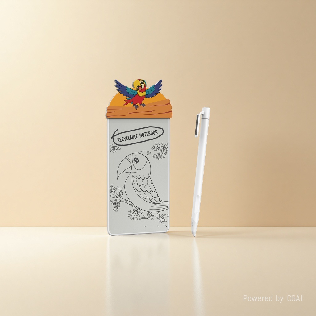 Cartoon color parrot-shaped sticky notes, other display items, cute office stationery details Picture