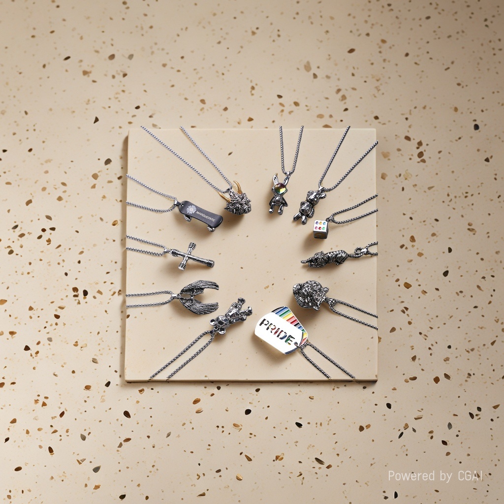 قلادة من الفولاذ غير القابل للصدأ مطلية بالذهب من زخارف Specification image