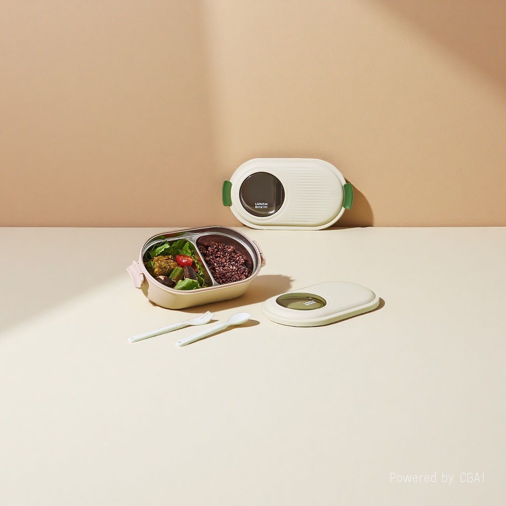 Stainless steel, glass and plastic three-in-one bento box, food storage box, lunch box, multi-functional sealed lunch box