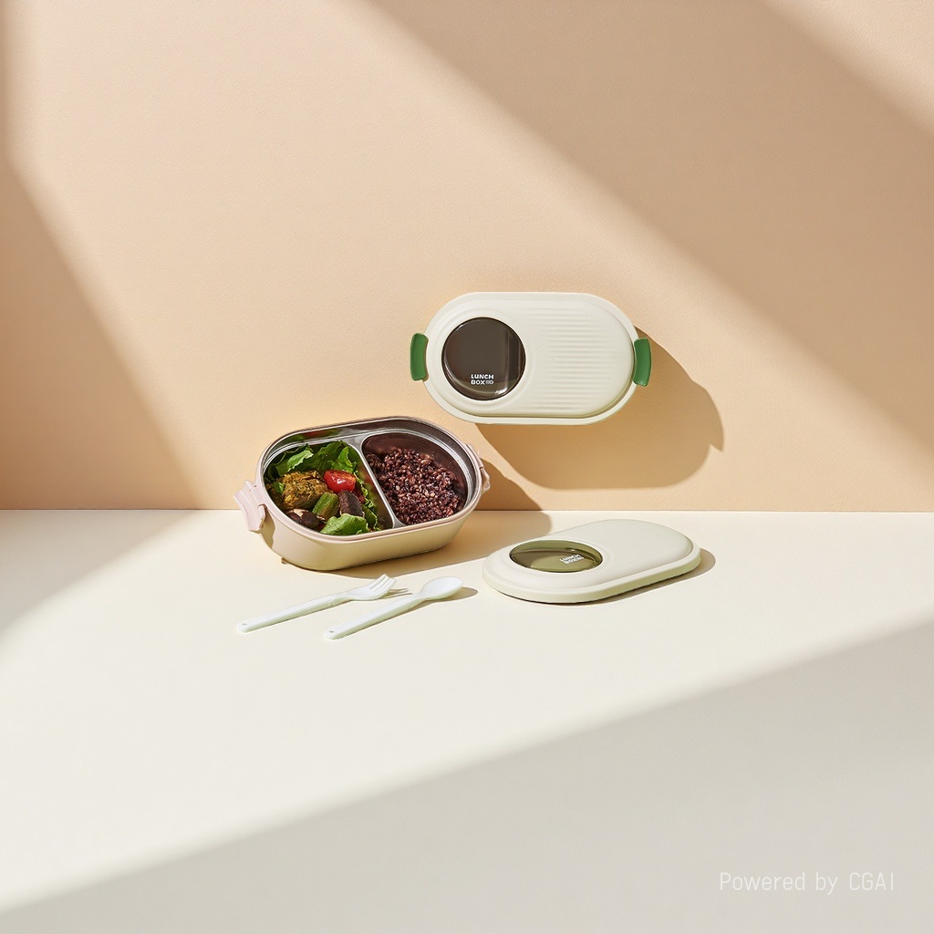 Stainless steel, glass and plastic three-in-one bento box, food storage box, lunch box, multi-functional sealed lunch box details Picture