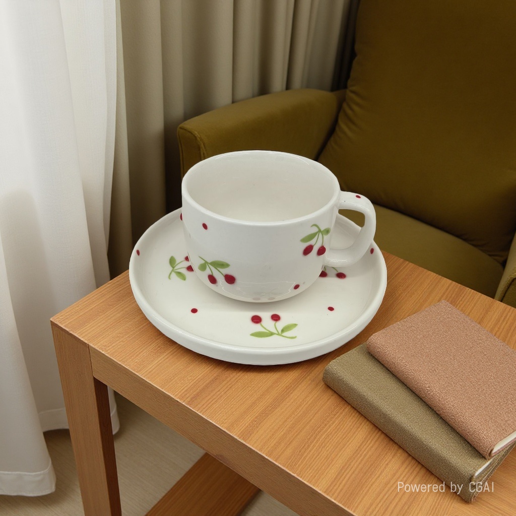 土耳其陶瓷茶杯套装含碟子绿茶水杯防漏设计