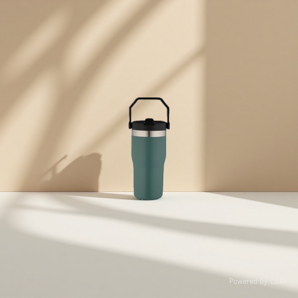 Aislamiento térmico verde taza de vidrio vaso interior de acero inoxidable 304 doble vacío mantener frío y caliente details Picture