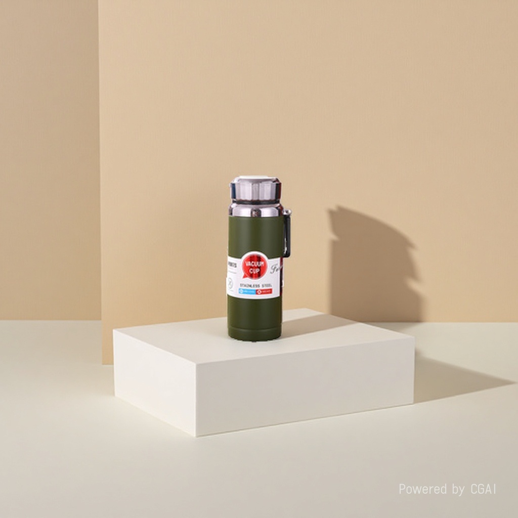 Green thermos flask, thermos coffee pot, hot water bottle, gift electric hot water bottle, press-type thermos flask details Picture