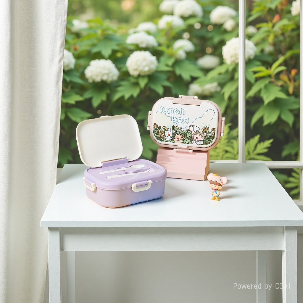 Partitioned sealed student lunch boxes, household microwave oven-heated lunch boxes, cross-border food-grade cartoon plastic lunch boxes