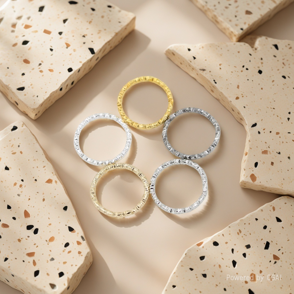 diy jewelry accessories: Embossed ring patterns, hollow circular rings, embossed open rings, connecting rings, jumping rings, buckle rings details Picture