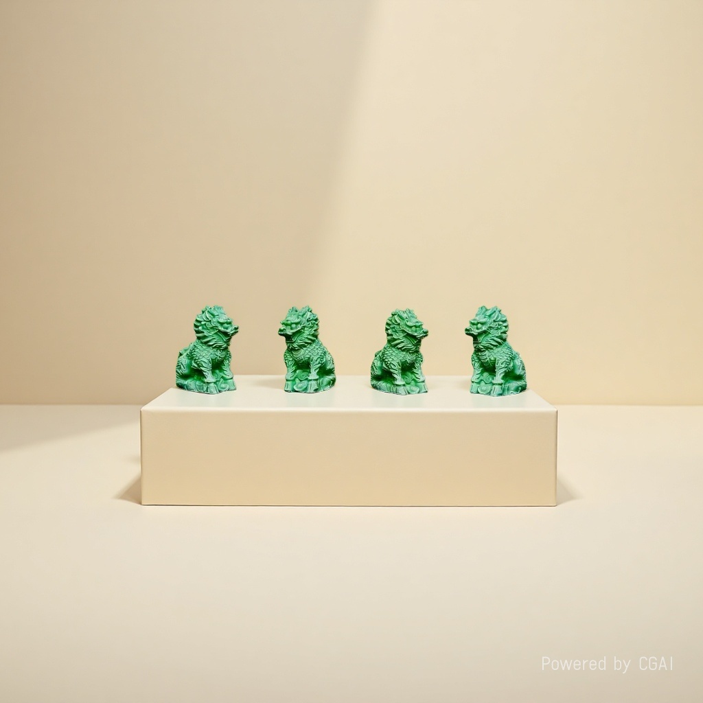 Green stone lion gypsum handicraft DIY colored gypsum doll toy details Picture
