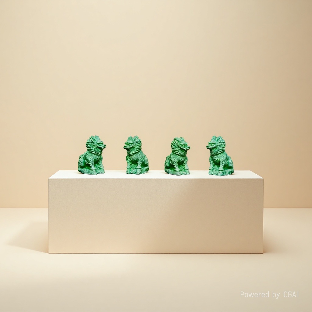 Green stone lion gypsum handicraft DIY colored gypsum doll toy Specification image