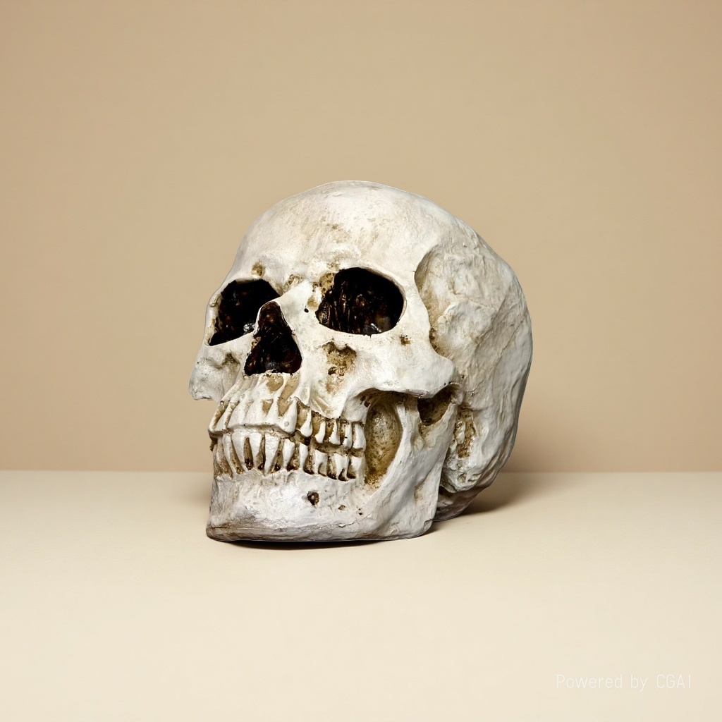 A simulated human skull model ornament