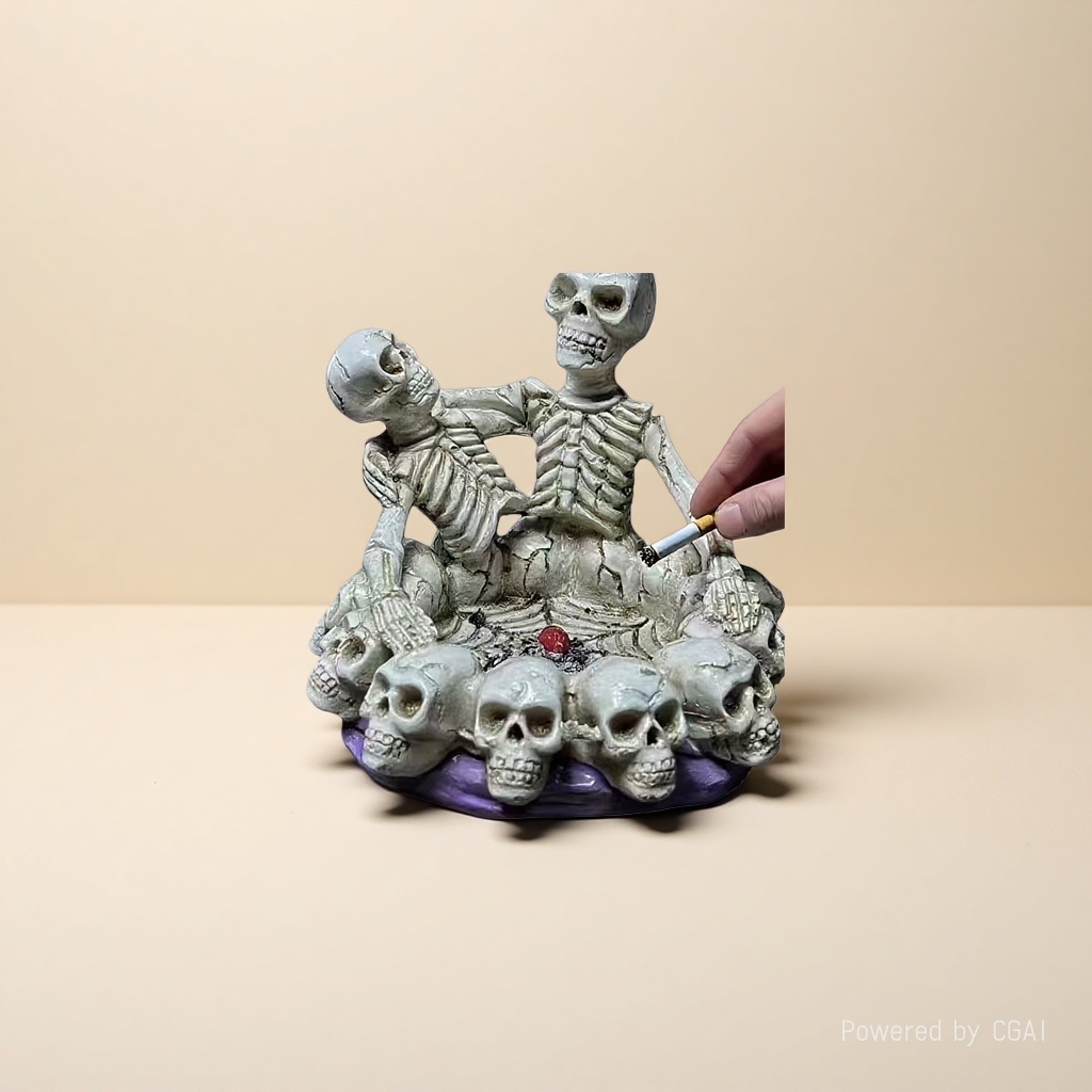 金堡陶瓷玉器工艺品骷髅雕塑烟灰缸产品图