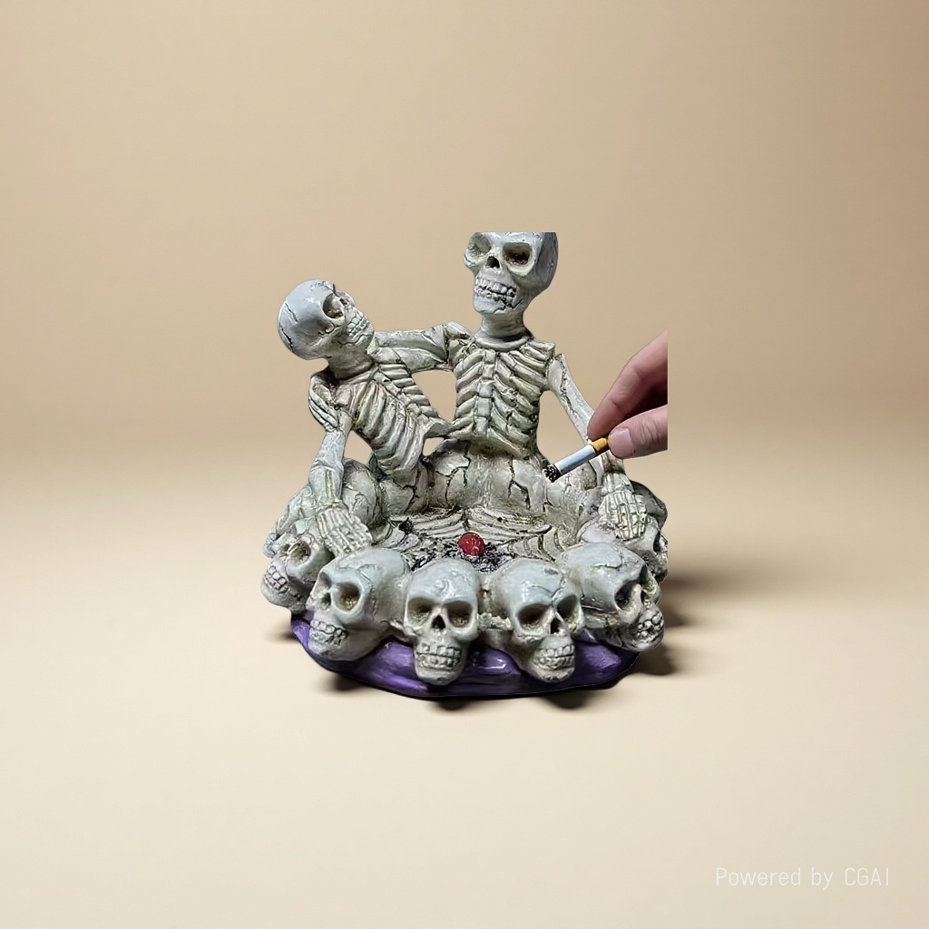 金堡陶瓷玉器工艺品骷髅雕塑烟灰缸