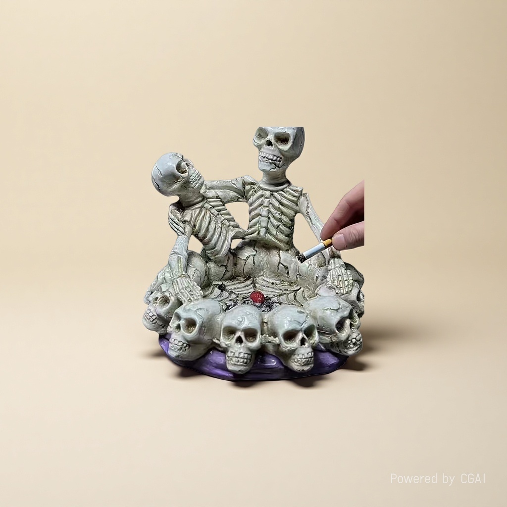 金堡陶瓷玉器工艺品骷髅雕塑烟灰缸细节图