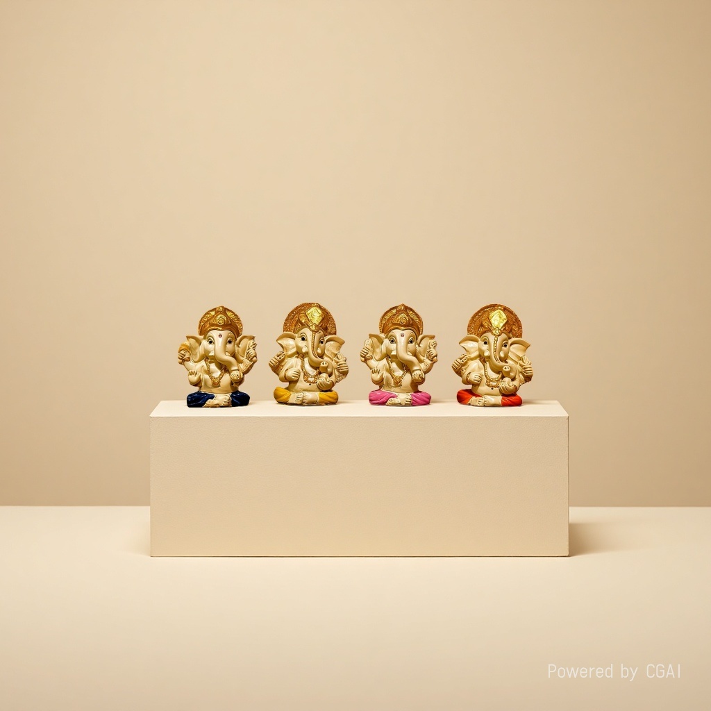 Four resin statues of the elephant-head God, Buddha statues and statues of Maitreya Buddha and Holy Mother Application Scenario