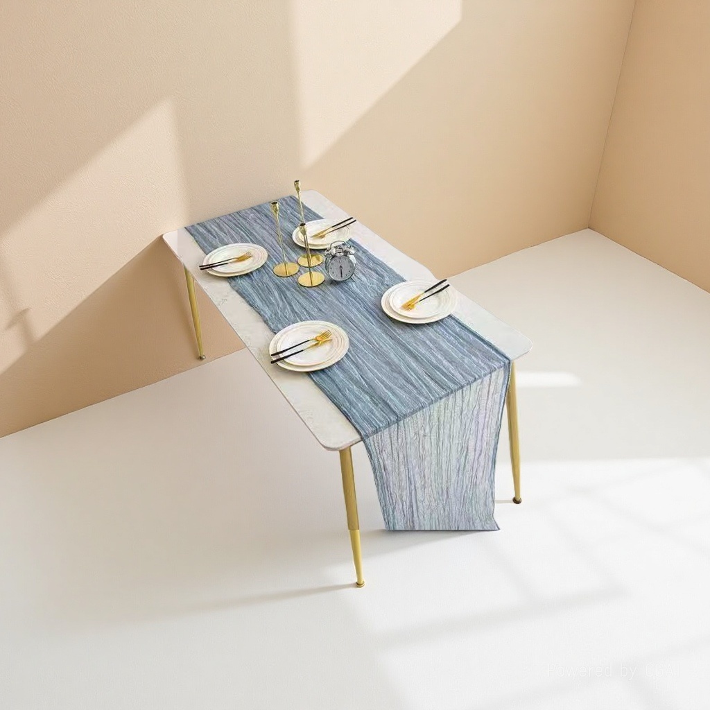 One blue striped coarse linen table flag for wedding tea setting and barbecue decoration