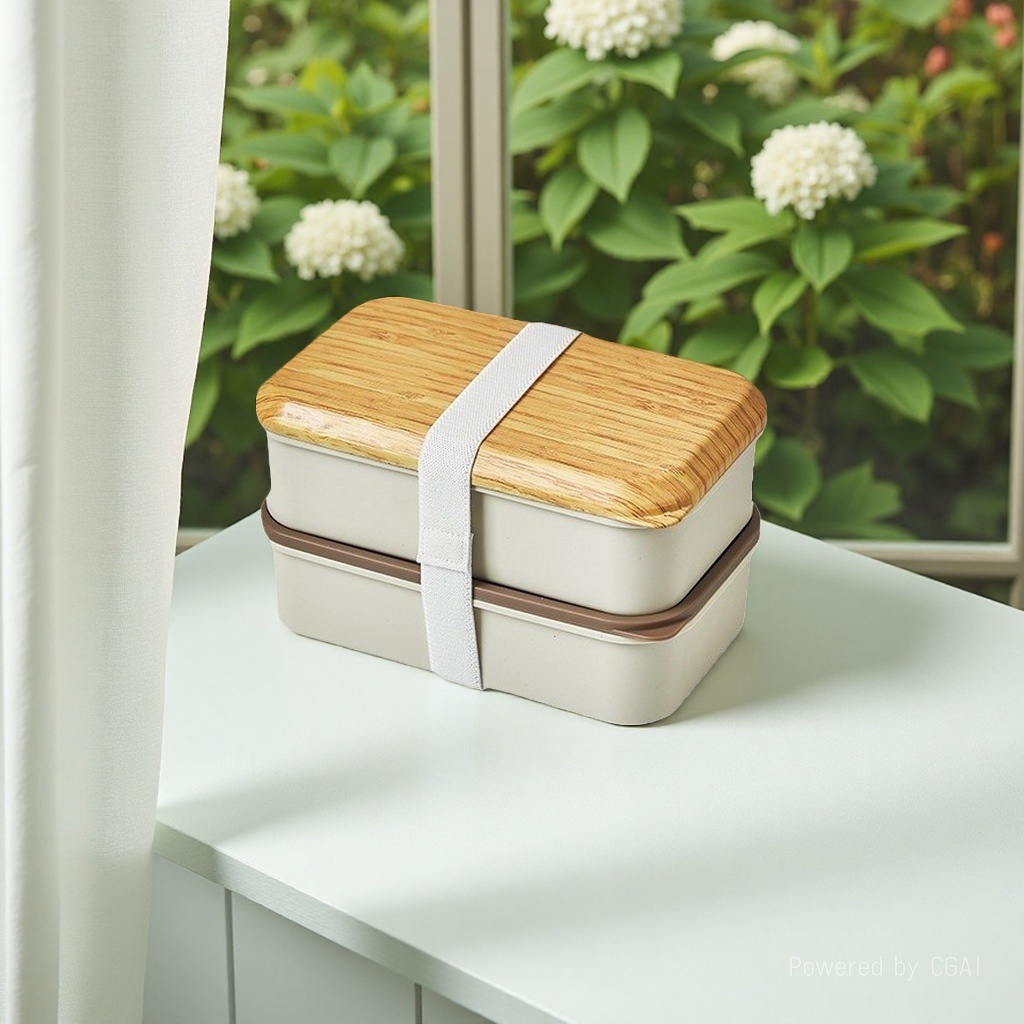 Double-layer bento box for office workers and students, light food lunch box with lid, microwave heating portable lunch box, light luxury style 104721172 Specification image