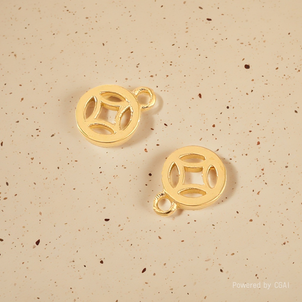 Golden circular hollowed-out pure silver pendant necklace accessory Specification image