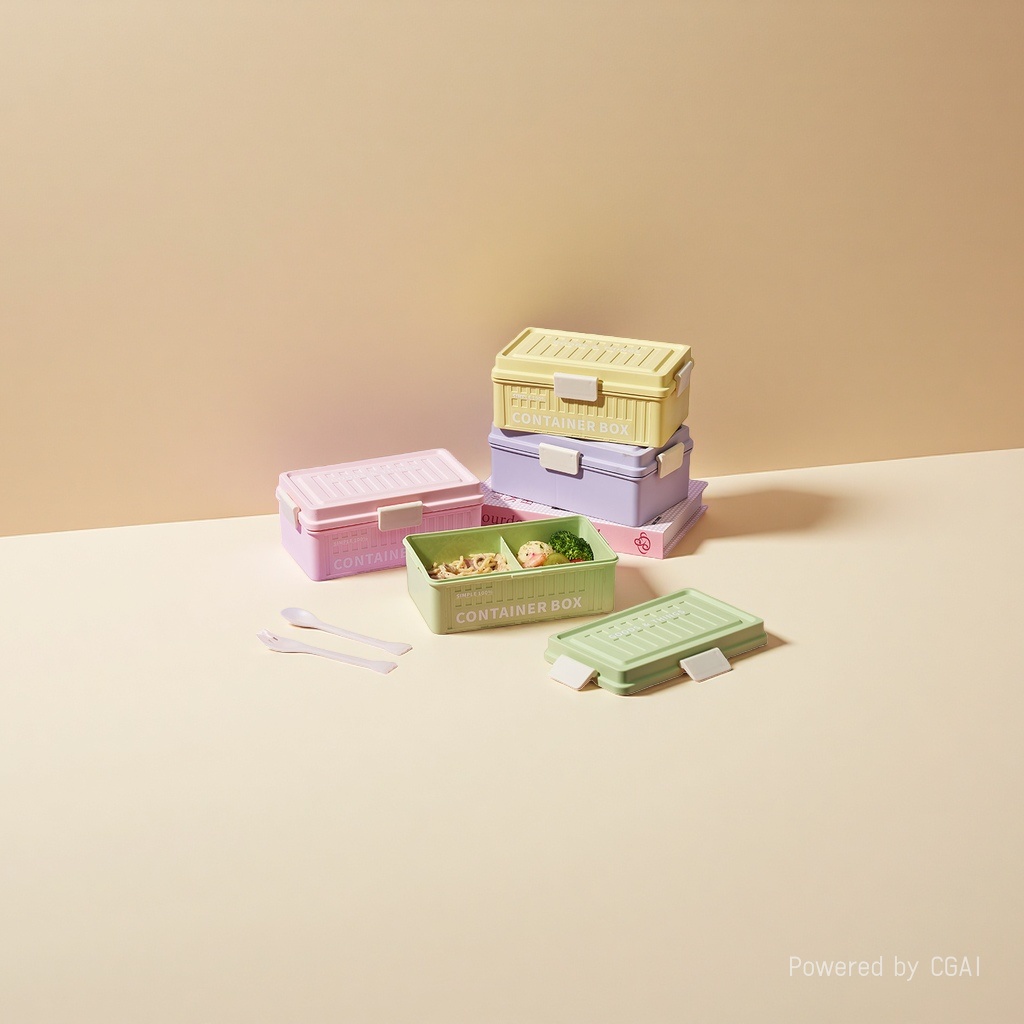 The fresh-keeping box with a lid, the lunch box that can be heated in the microwave, the container lunch box for office workers with meals, and the plastic sealed bento box