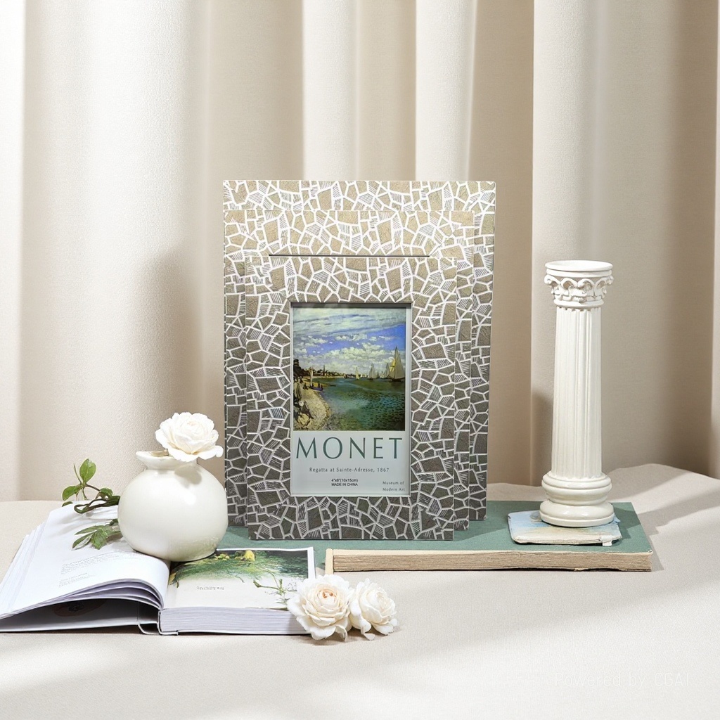 Stone-patterned photo frames, rectangular photo frames, European-style decorative photo frames, picture frames, empty frames, mounting and display tables. Factory direct sales and wholesale. Three colors available Specification image