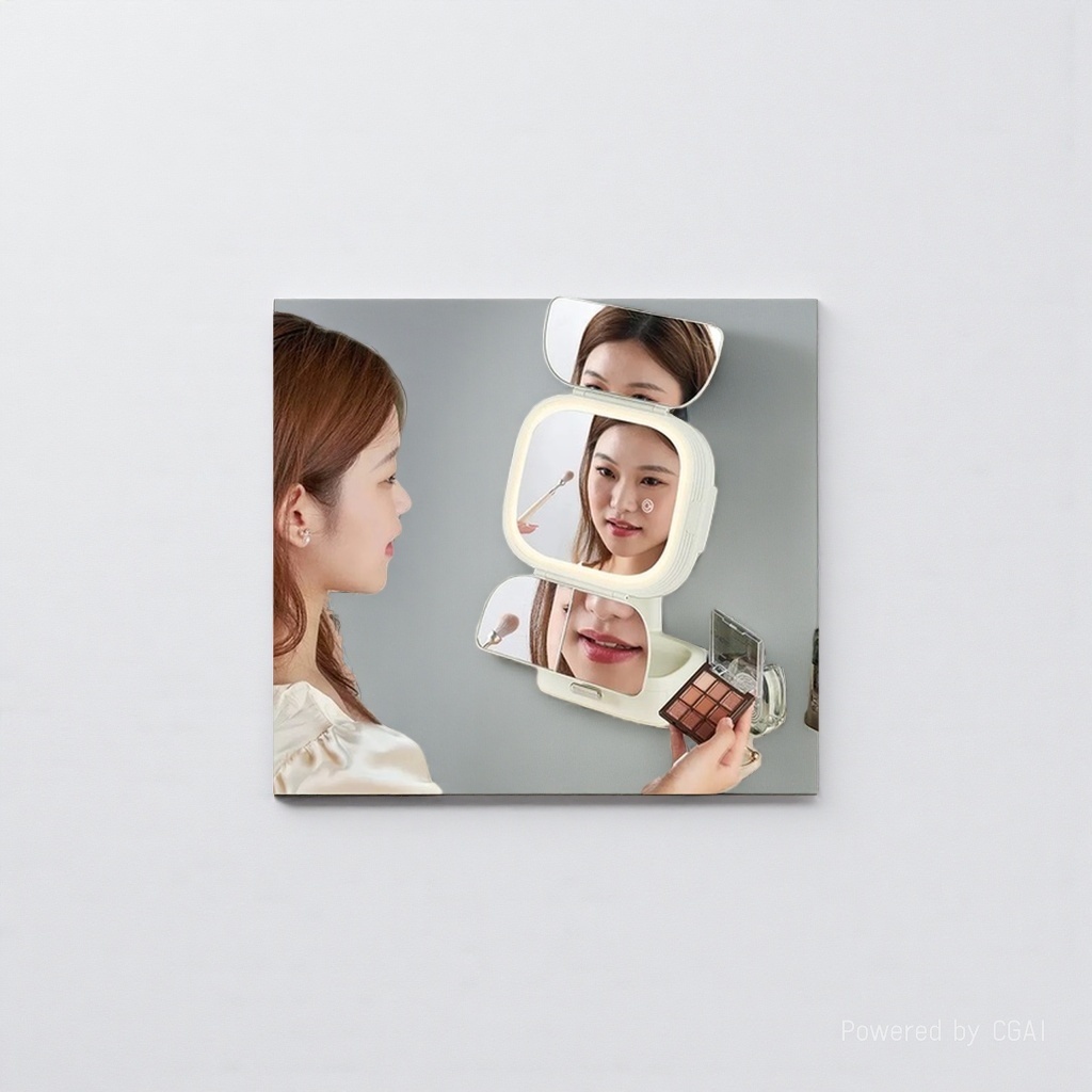 Desktop makeup mirror, dressing table, equipped with light for supplementary lighting, student dormitory bedroom, home multi-functional beauty mirror 145130814 Item Picture