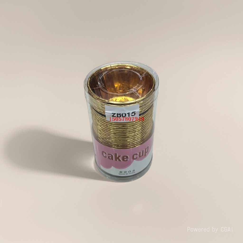 CUU卷口杯30PC（单面金色）PVC桶包装，蛋糕纸杯 蛋糕托耐用防漏