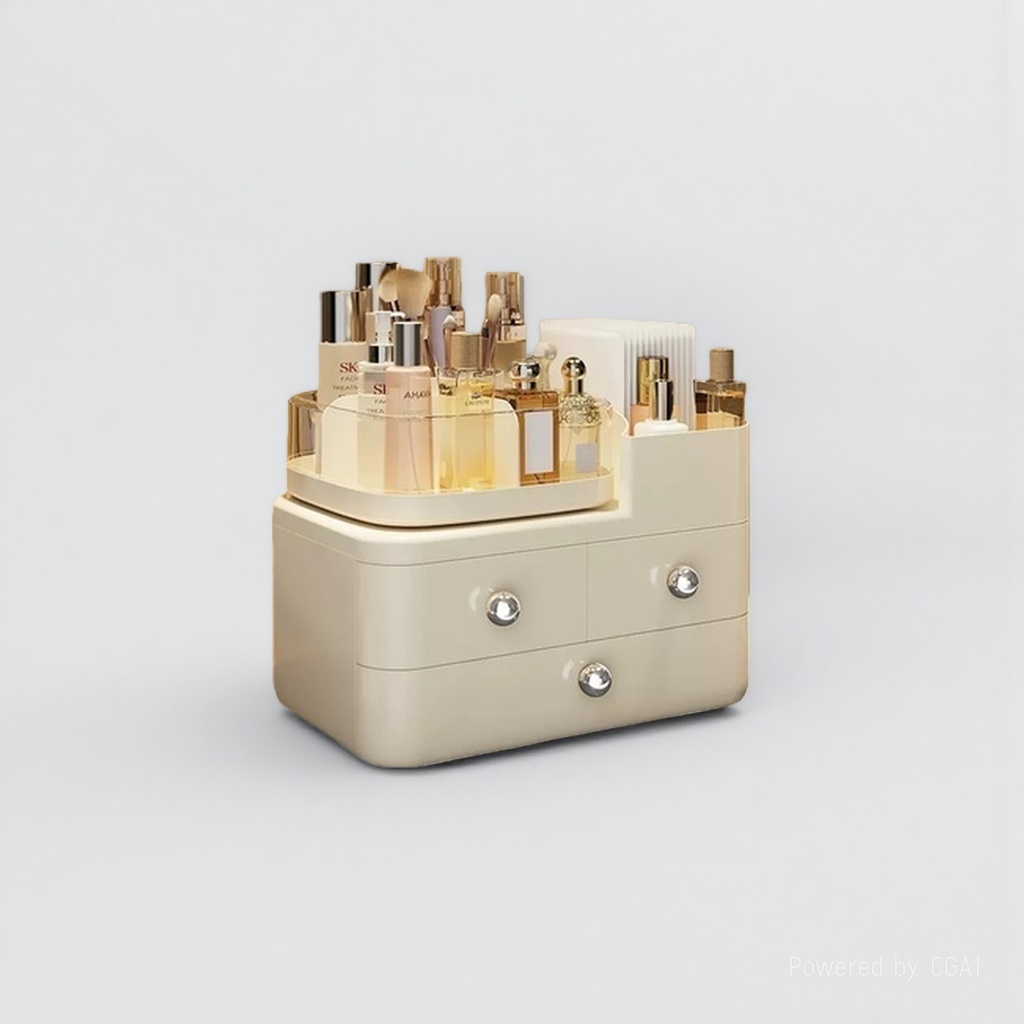 Rotatable cosmetics storage box, home desktop organization, drawer-type skin care product rack, large-capacity organization box 151621909 Specification image