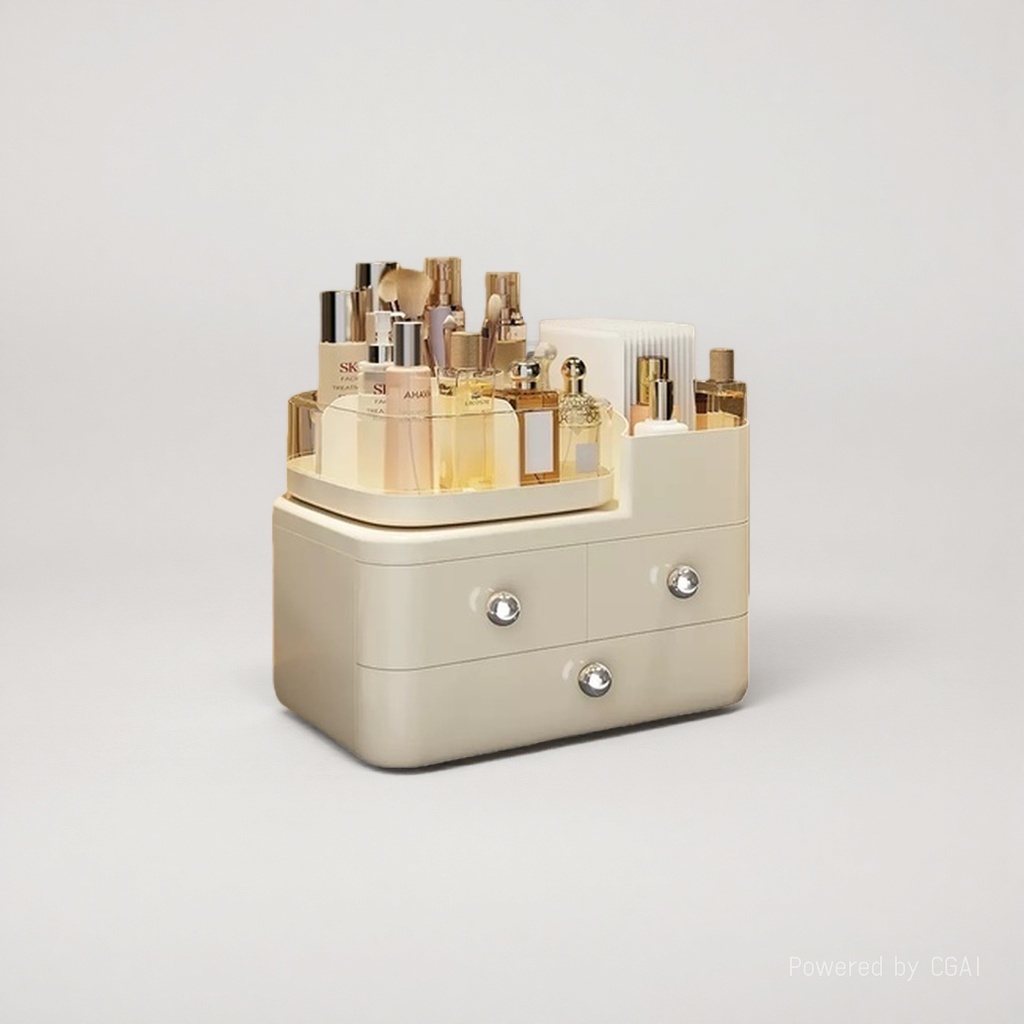 Rotatable cosmetics storage box, home desktop organization, drawer-type skin care product rack, large-capacity organization box 151621909 details Picture