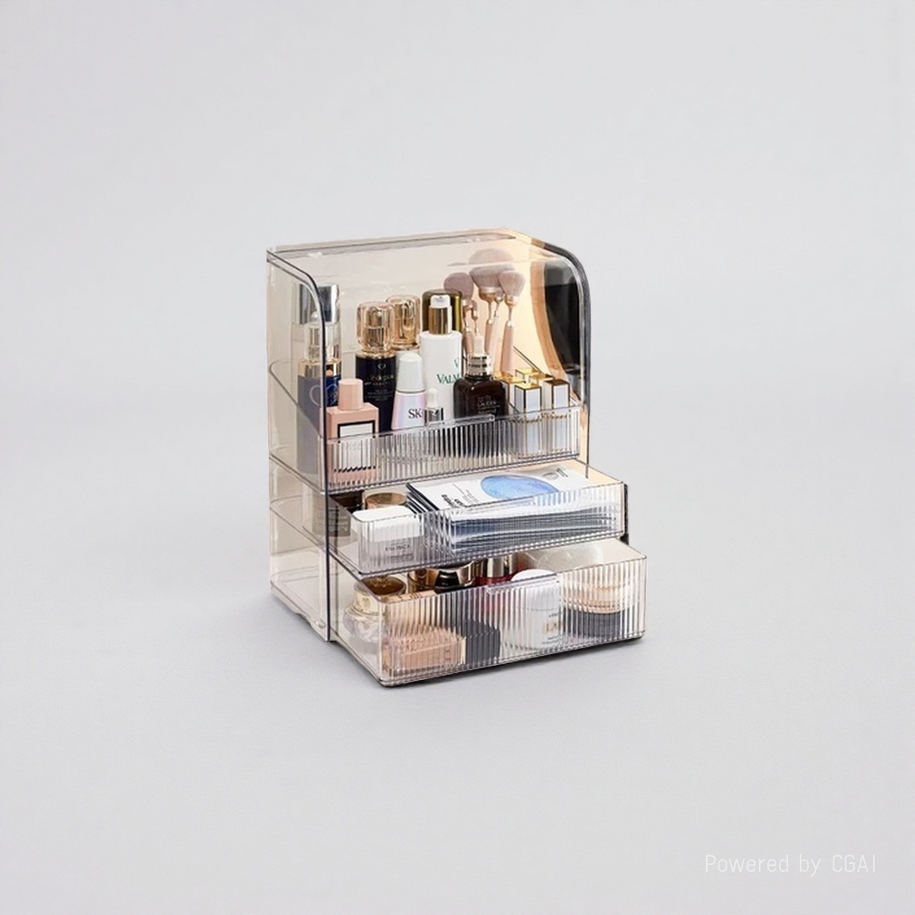 Light luxury internet-famous cosmetics storage box, dormitory desk dust-proof home organization box, dressing table, skin care products shelf, 151756250 details Picture