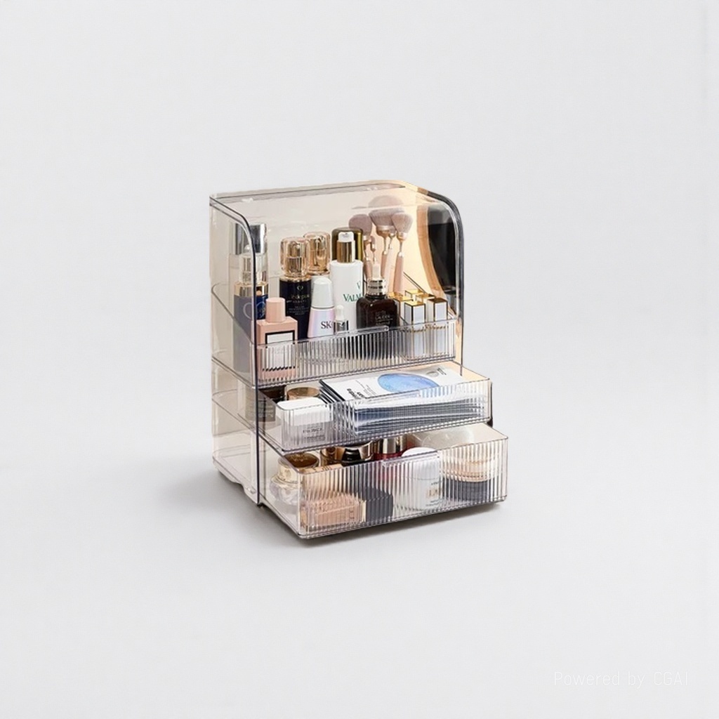 Light luxury internet-famous cosmetics storage box, dormitory desk dust-proof home organization box, dressing table, skin care products shelf, 151756250 Item Picture