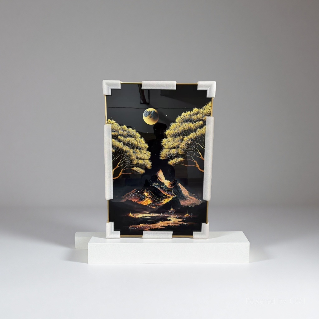 Modern decorative paintings feature an abstract layer of art in gold, black and white, with crystal diamond paintings in the living room, dining room and bedroom, presenting a modern and simple style Application Scenario