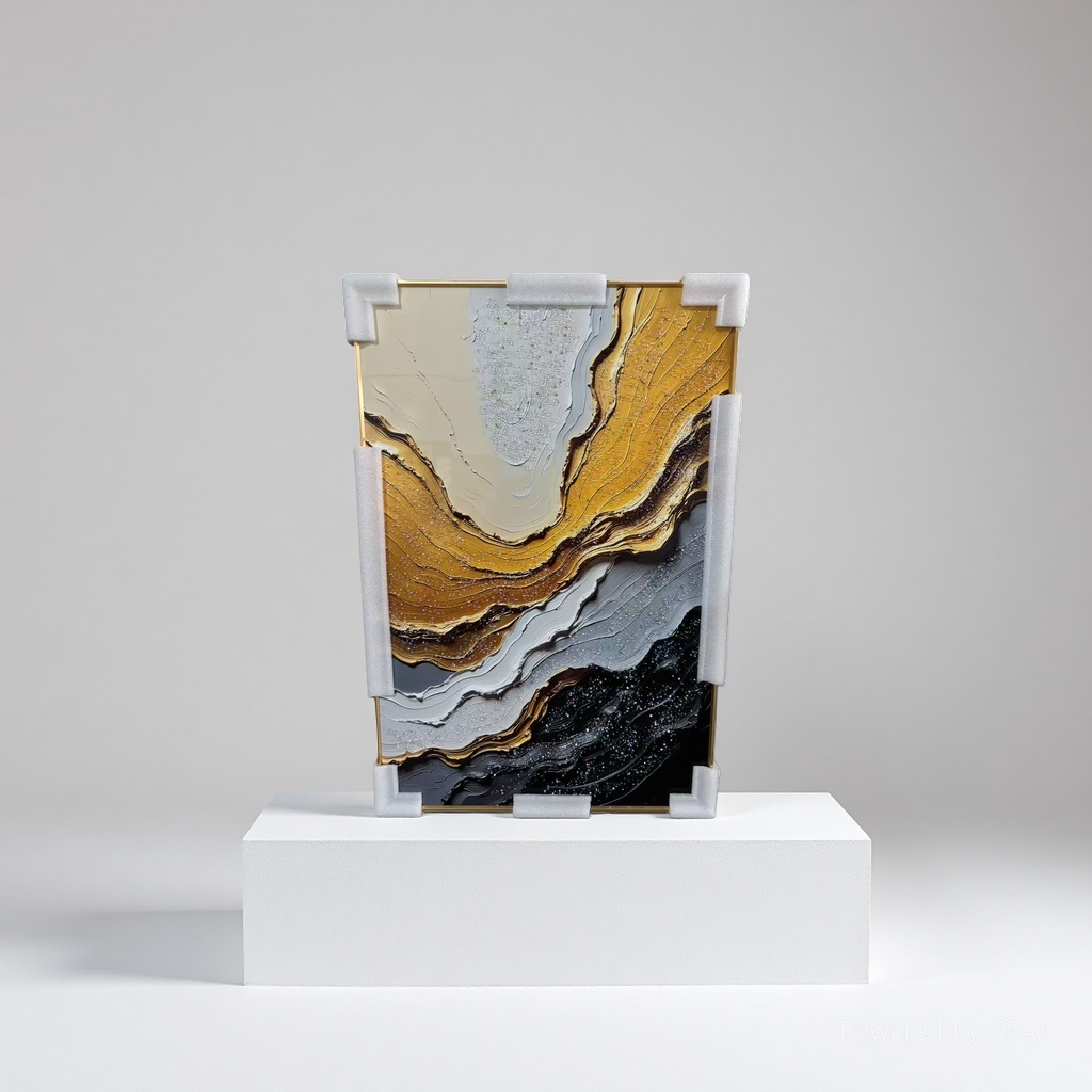 Modern decorative paintings feature an abstract layer of art in gold, black and white, with crystal diamond paintings in the living room, dining room and bedroom, presenting a modern and simple style
