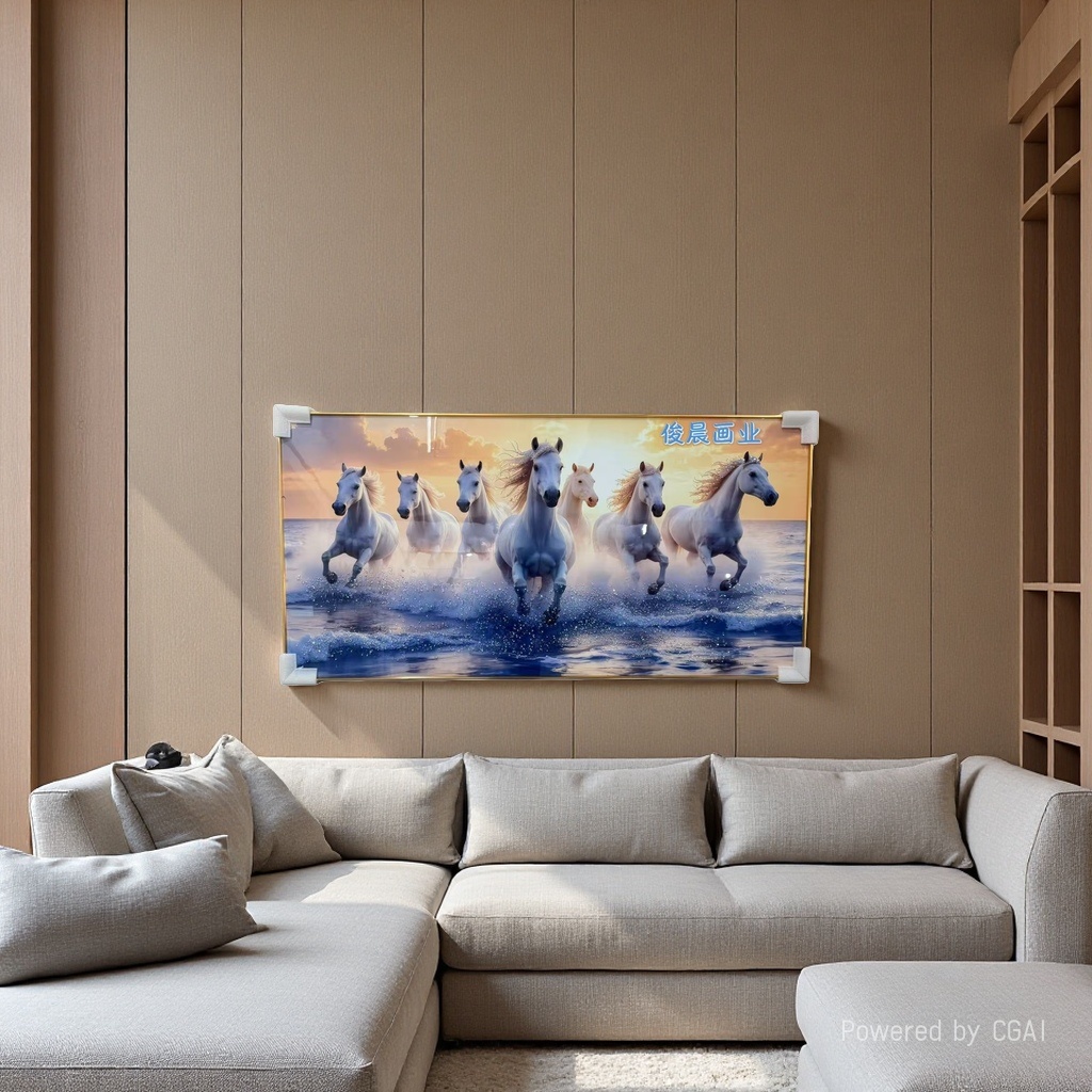 彩色绘画艺术骏马图帆布画壁画海报墙壁艺术卧室客厅现代装饰画