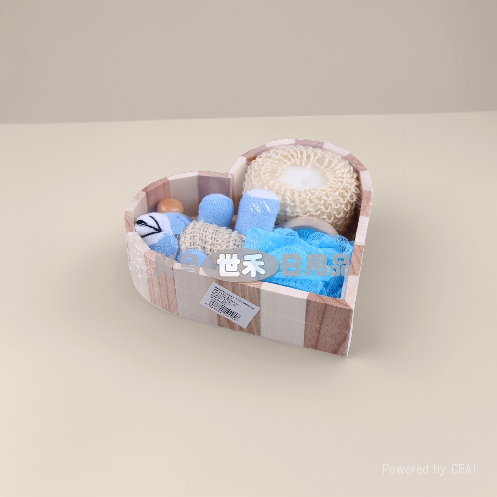 Heart-shaped wooden bucket bath Four-piece set 172154738