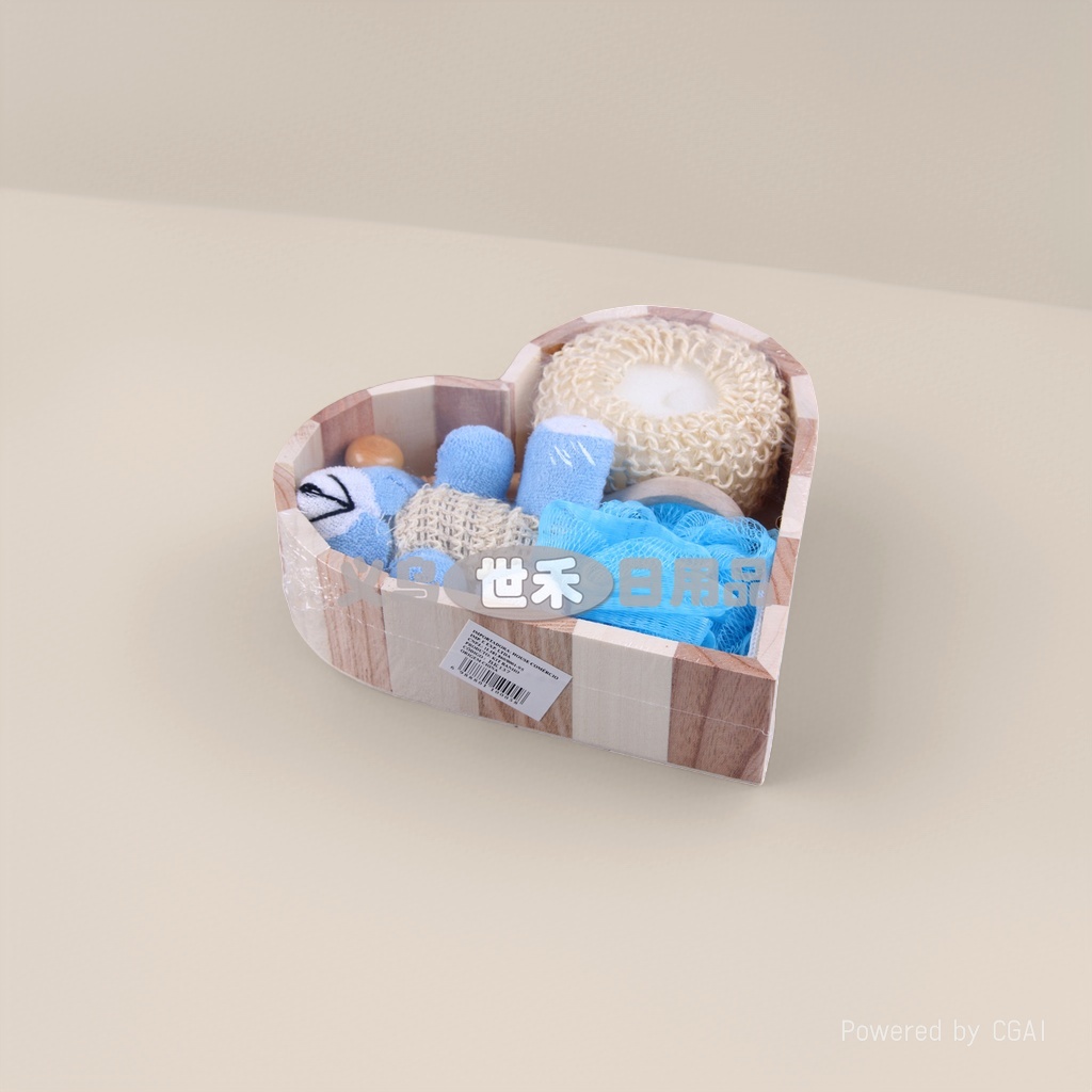 Heart-shaped wooden bucket bath Four-piece set 172154738 details Picture