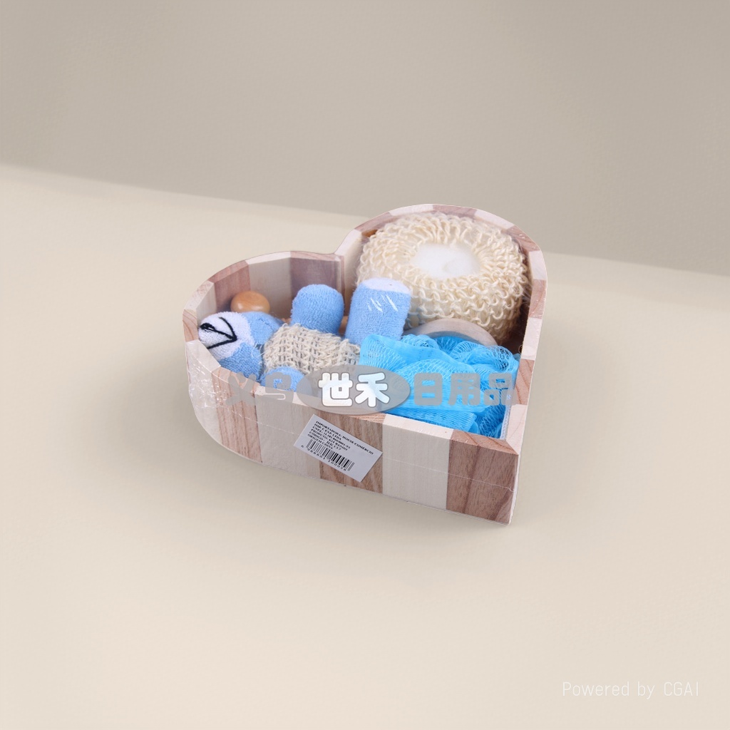 Heart-shaped wooden bucket bath Four-piece set 172154738 Specification image