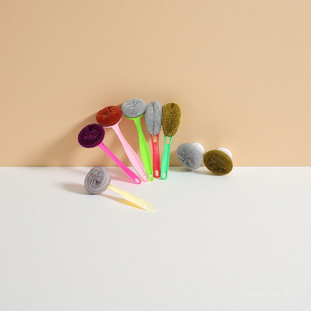 This is a powerful tool for scrubbing POTS with handles. It uses steel wool balls to scrub POTS and dishes without shedding threads. It also uses iron wire balls for kitchen and household cleaning Specification image