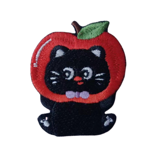 卡通黑猫刺绣布贴衣服破洞补丁苹果布贴服装辅料补丁贴
