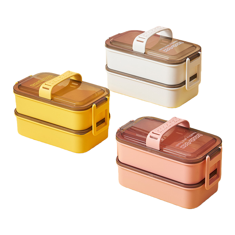 Double-layer bento box, office worker and student with lid light food lunch box, microwave heating portable lunch box, light luxury style Item Picture