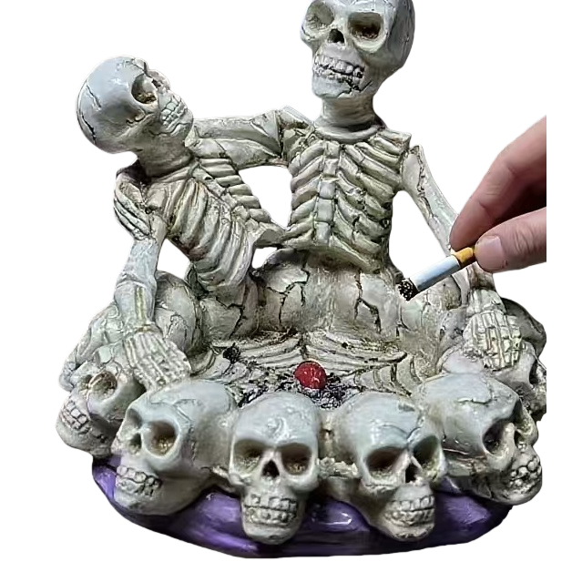 金堡陶瓷玉器工艺品骷髅雕塑烟灰缸白底实物图