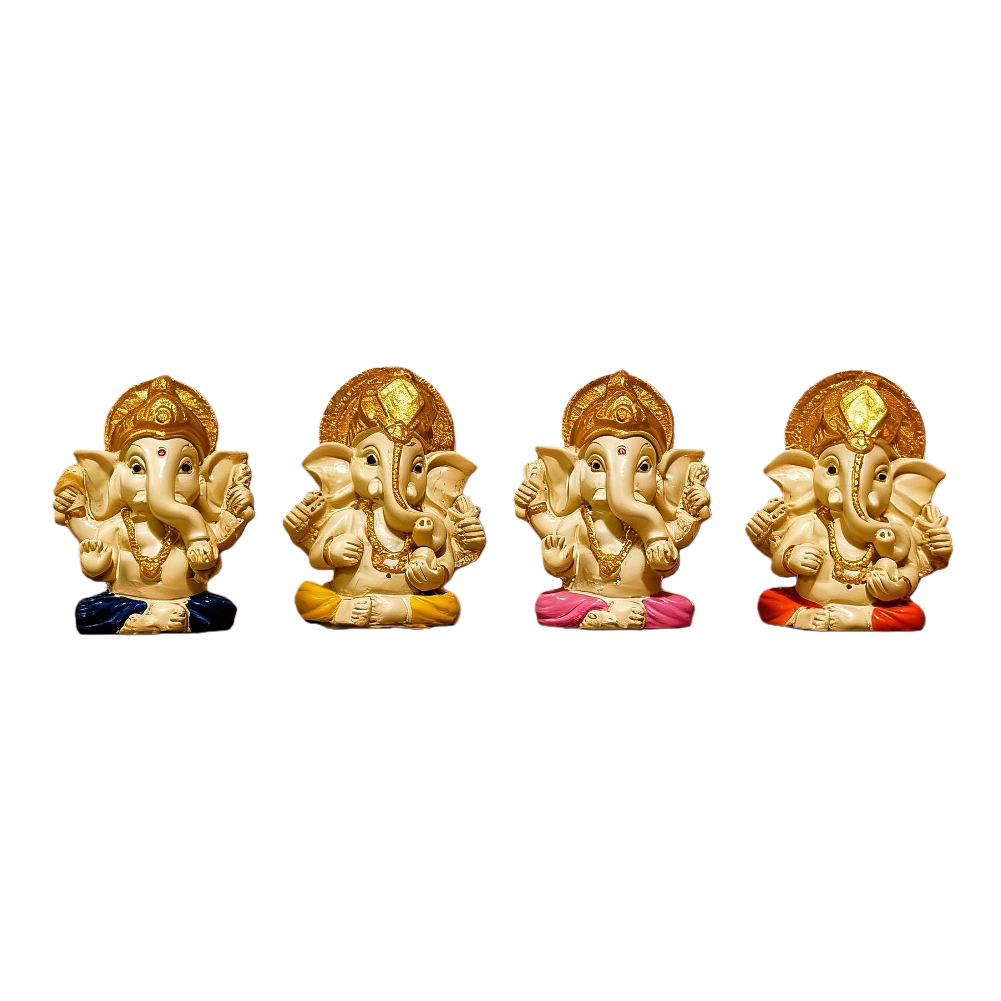 Four resin statues of the elephant-head God, Buddha statues and statues of Maitreya Buddha and Holy Mother Item Picture